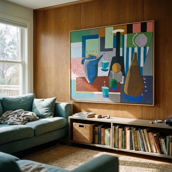 Moody Neutral Abstract Wall Art — Modern Original Acrylic Painting, Textured Canvas — "Ein Tisch III"