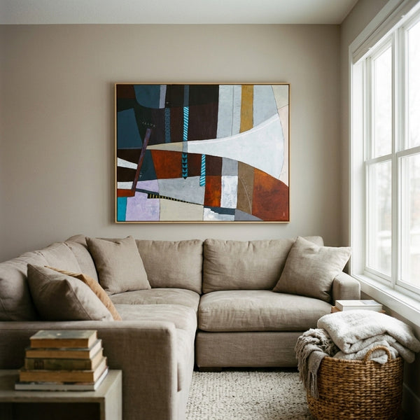 Moody Teal Abstract Wall Art — Original Acrylic Painting, Textured Canvas, Oversized Statement — "Locus Ille"